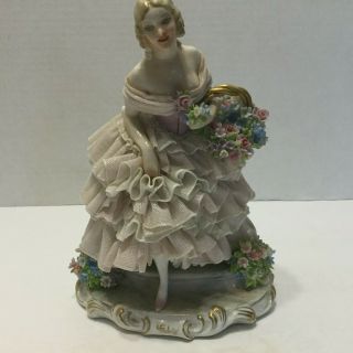 Vintage Capodimonte Porcelain Lace Figurine