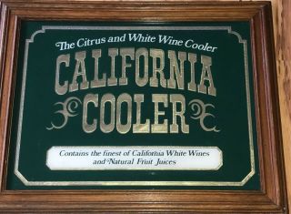 Vintage California Cooler Wine Bar Sign Mirror Beer Sign Framed 19 X 15