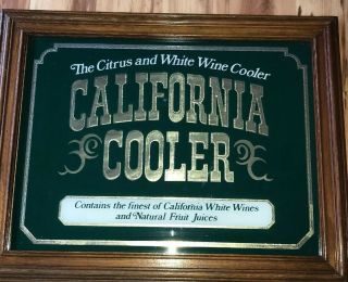 Vintage California Cooler Wine Bar Sign Mirror Beer Sign Framed 19 x 15 2