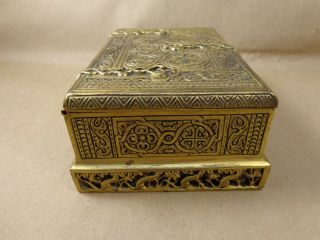 Antique TIFFANY STUDIOS NY Gilt Bronze Dore Hinged Cigarette Box Venetian 1680 3