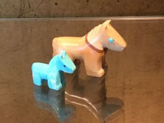 Jasper And Turquoise Horse And Colt Zuni Fetish Carving By Verla Jim 2004