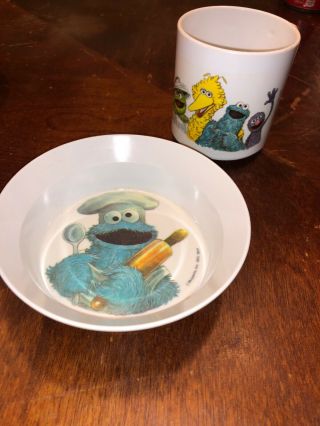 Vintage Muppets Inc Sesame Street Mug And Bowl Kids Melamine Dishes 1977/1978