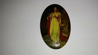 Antique/vintage Lady In Gown Pocket Mirror