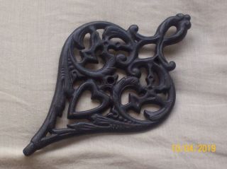 Vintage Antique Black Cast Iron Trivet Heart Shaped By Wilton