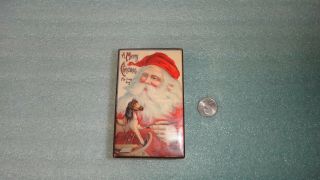 Vintage=enesco=santa Claus=a Merry Christmas My Busy Day=wooden Music Box=1985=