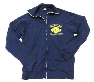 Vtg Michigan Wolverines Blue Coaching Staff Zip Up Jacket Men 