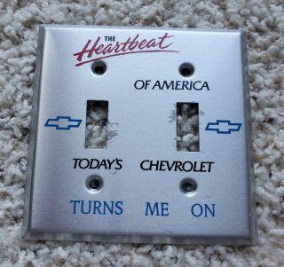 Vintage The Heartbeat Of America Chevrolet Metal Light Double Switch Plate Cover
