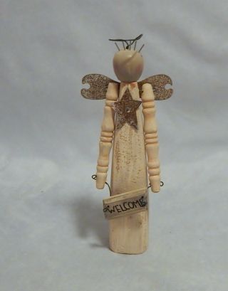 2 Rustic Wood and Wire Angel Figurines 2