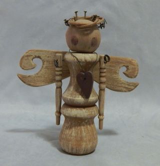 2 Rustic Wood and Wire Angel Figurines 3