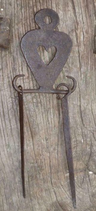 BEST 18th Early 19th C Wrought Iron Skewer Holder Set Antique FOLK ART NR 2