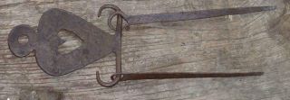 BEST 18th Early 19th C Wrought Iron Skewer Holder Set Antique FOLK ART NR 3