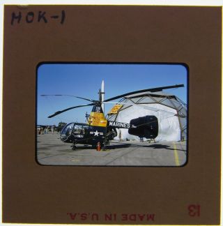 Vintage Kodachrome 35mm Slide Helicopter Kaman Hok - 1 Marines Airplane Photo