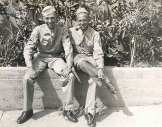 Affectionate Hand Soldiers Sitting On A Wall Smoking A Pipe Old Photo