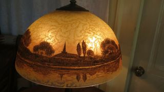 Authentic Antique Handel Lamp Hand - Painted C.  1910 Signed/numbered By Artist