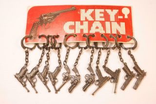 Nos Keychain Pistol Miniature Toy Guns With Pos Display Card 12 Total No Resv