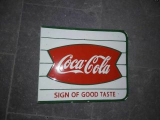 Old Vintage Porcelai N Coca Cola Enamel Sign 15 X 18 Inches Double Sided Flange