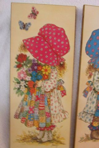 Vintage Set of 3 Holly Hobbie Wall Hanging Plaques 1970 ' s JC Pennys 2