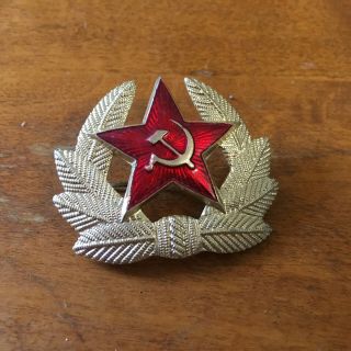 Vintage Red Star Russian Military Hat Badge