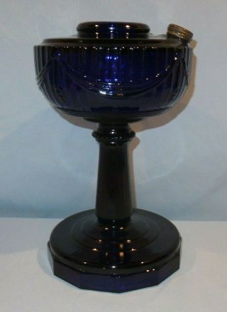 1940 - 1949 Dark Cobalt Blue Tall Lincoln Drape Aladdin Oil Lamp