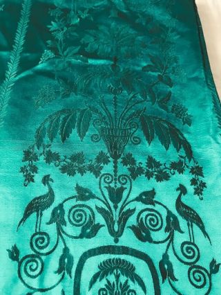 Vintage 1940s Emerald Green Curtains Pair Satin (204cm By 186)