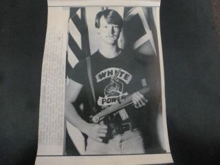 Vintage Wire Press Photo - David Tate Aryan Nation Wanted Shot 2 Mo Off 4/15/1985