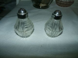 Vintage Anchor Hocking Salt Pepper Shakers Clear Glass Chrome Lids