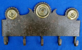 Rare 18th Century French Wrought Iron & Decorated Brass Utensil Rack Circa 1780