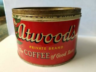 Vintage VERY Atwood’s Coffee Tin Can Empty One Pound Minneapolis MN 2