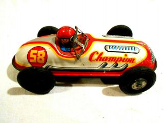 Vintage Japan Tin Litho Friction 58 Champion Race Car 6 "