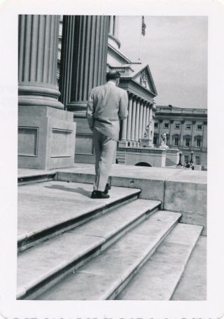 Vtg 3x5 Photo Snapshot Washington Dc Capitol Building Steps 1952