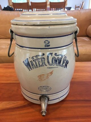 Redwing Union Stoneware 2 Gallon Water Cooler With Spigot And Pantry Jar Lid.