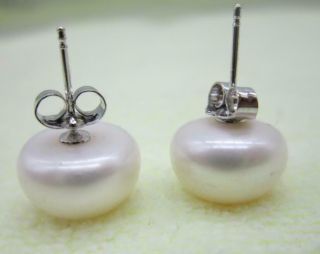 Huge Rare 14 - 15mm Perfect South Sea White Natural Pearl Earring 14k White Golden 2