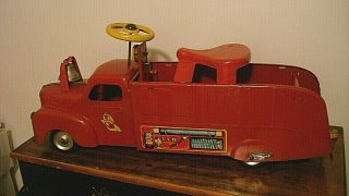 Vintage Marx Ride - Em Fire Truck Toy Late 40 