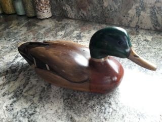Tom Taber - Vintage Carved Wood Mallard Drake Duck Decoy - 15 "
