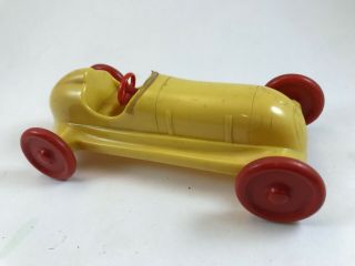 Vintage Knickerbocker Plastics Co Race Car Yellow Racer,  Red Wheels,  Model 3