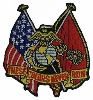 Usmc Marine Corps These Colors Never Run W/ Flags Patch Eagle Globe Anchor Ega