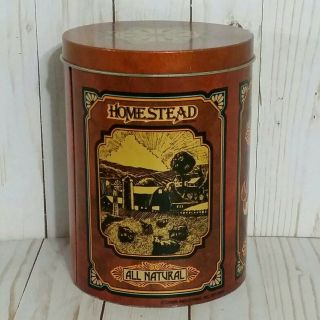 1970 ' s Cheinco Homestead All Natural Cookies Tin Retro Collectible Canister 2