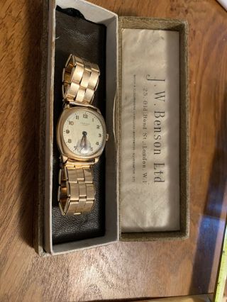 J W Benson Gold Watch.  Vintage But Bracelet A Bit Tatty 9ct