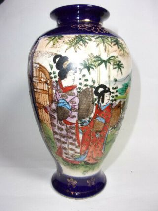 An Antique Japanese Painted Satsuma Pottery Vase,  