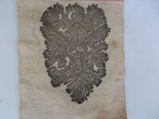 Antique Fragment of Serbian Folk Costume Silver Thread Embroidery late 19th c. 3