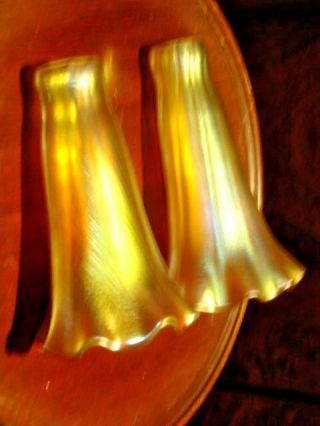 ART DECO GIRLS LAMP By Fayral - BRONZE NUDE DOUBLE GOLD ' Lily ' ART GLASS SHADES 3