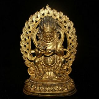 6.  69 " Old Tibetan Buddhism Pure Copper Gilt Handmade Mahakala Buddha Statue