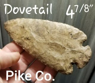 Big St.  Charles Dovetail Arrowhead Spear Point Native Indian Artifact Pike County