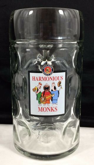 Paulaner Munchen Harmonious Monks Dimpled Glass Beer Stein 1l Liter Germany Rare