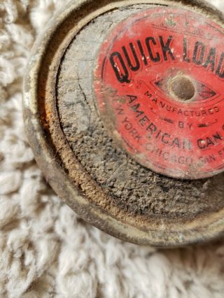Vintage QUICK LOADER American Can Co Red Top Pump Powder Tin Can w Bellows 1800s 2