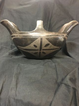 Vintage San Ildefonso Blackware Native Pottery Pot Bowl Circa 1930s
