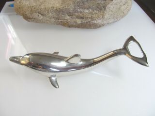 Vintage Silver - Plated Dolphin Bottle Opener Twist Cap And Pop Off Evc