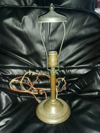 Handel Bronze Table Lamp Base Arts And Crafts Design Signed 17 " Hubbell Socket