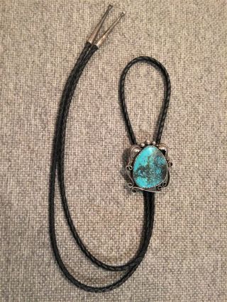 Vintage Native American Bolo Tie Sterlng Silver ? Turquoise