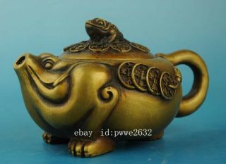 china copper Hand Made statue Toads and Sycee antique teapot /daming mark d02 2